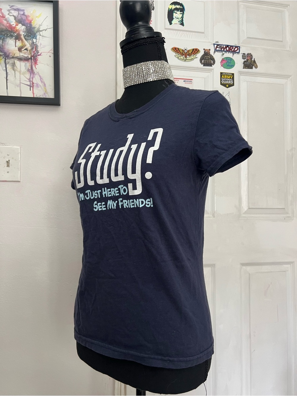 Limited Too Navy Tee with Pink Flower Logo (read description) - Picture 4 of 9